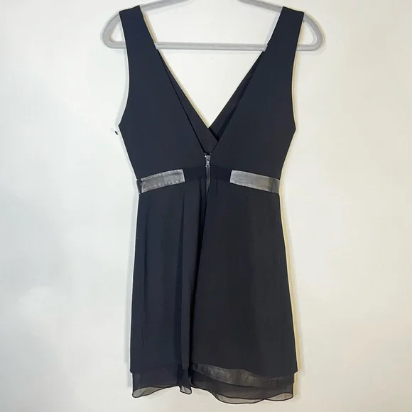 Alice + Olivia Brice layered lamb leather silk black mini sleeveless dress nwt 2 - Picture 3 of 13